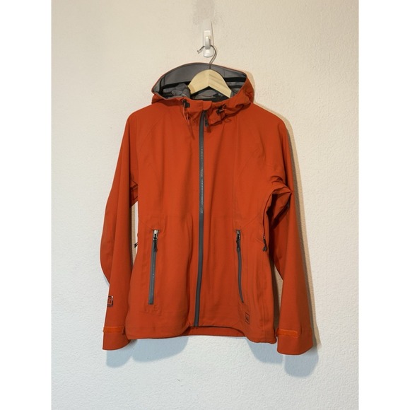 REI Jackets & Blazers - REI E1 Elements Womens Small Windbreaker/Rain Jacket Hooded Orange Zip Pockets